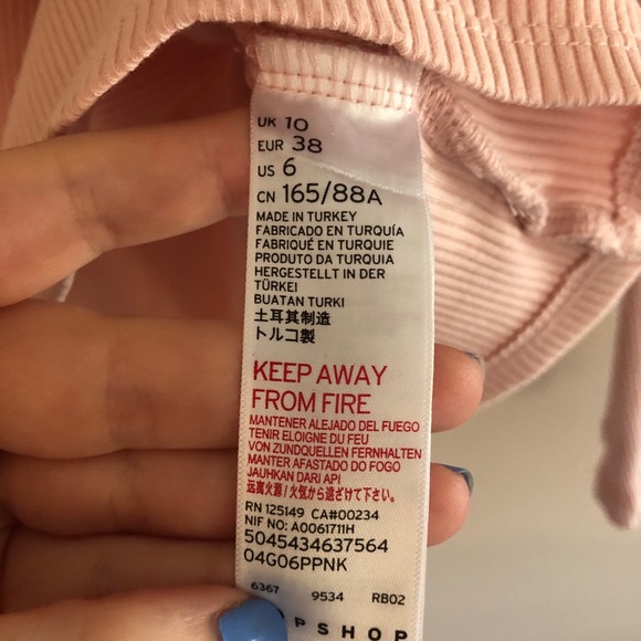 Topshop Asymmetric Dusty Pink Ribbed Wrap Top - Picture 6 of 8